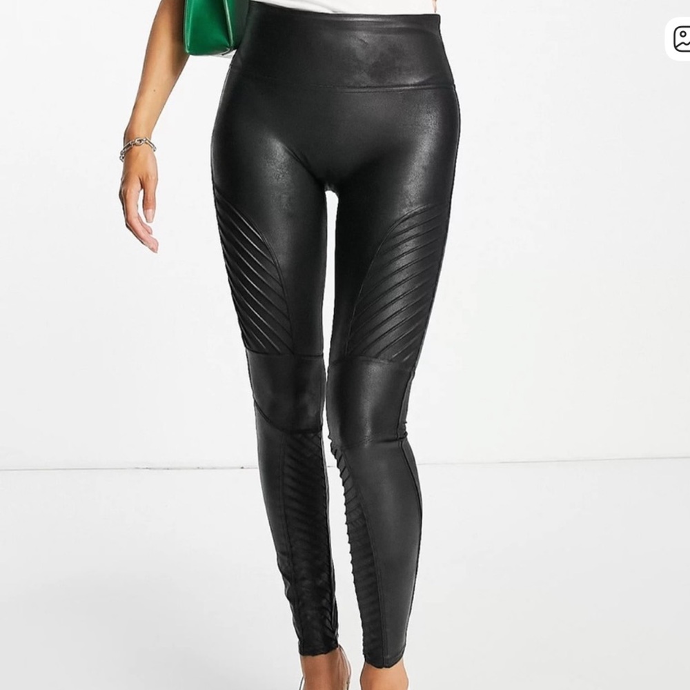 Faux Leather Moto Leggings - Black